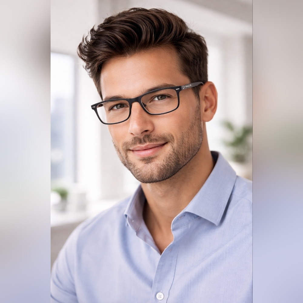 BIRCEN Rectangular Eyeglasses Frame Gray Lightweight Unisex Modern Style NEW